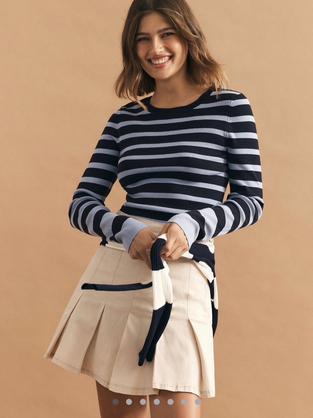 Anthropologie Navy and Light Blue Striped Long-Sleeve Top